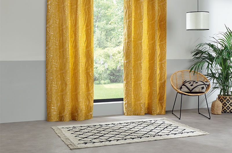 Leaf-jacquard-fabric-yellow