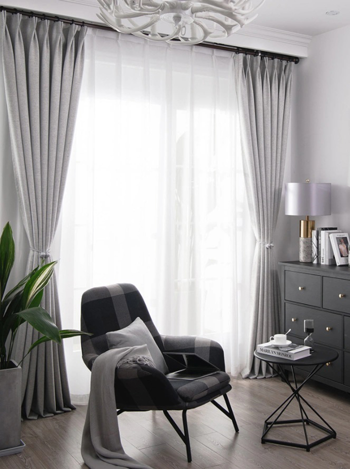 Velvet Hemp Grey Curtain Nordic Simple Style Shading Bedroom Warm Living Room Modern Light Luxury