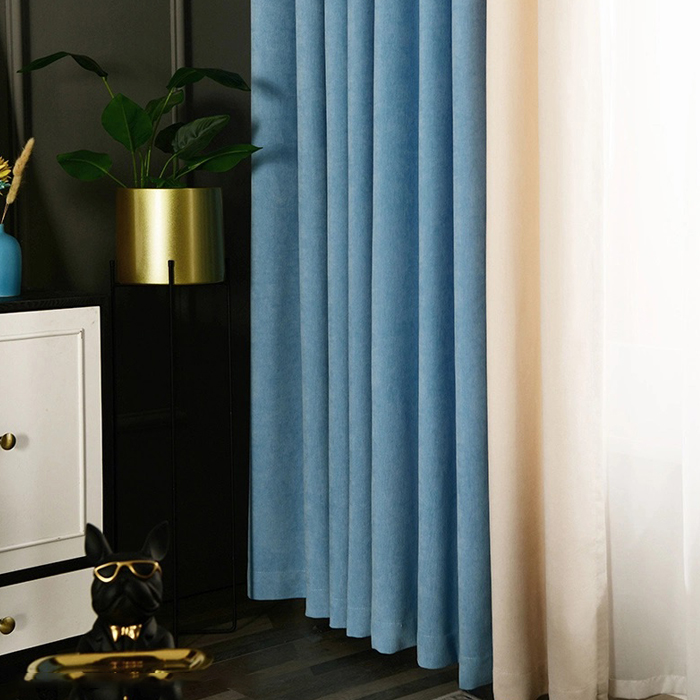 Morandi Color Curtain Custom Bedroom Curtain Fabric Wholesale Thickened Curtain Cloth High Shade Pure Color Curtain Finished Products