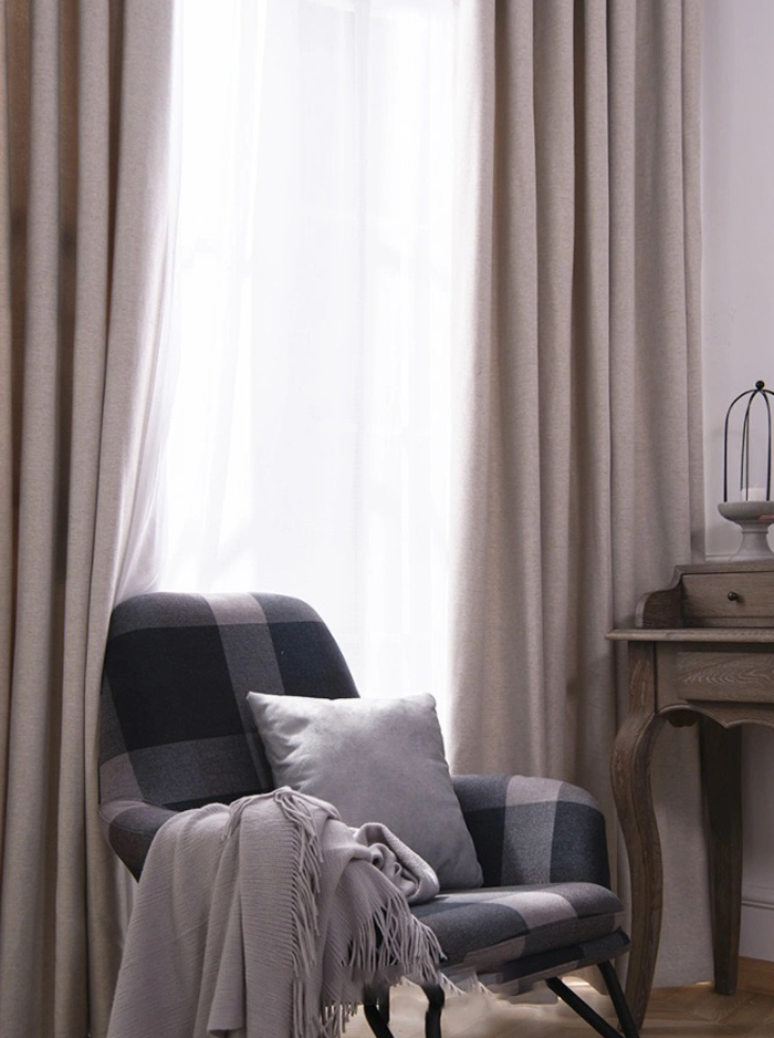 Velvet Hemp Grey Curtain Nordic Simple Style Shading Bedroom Warm Living Room Modern Light Luxury