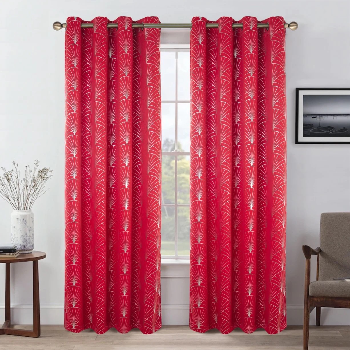 Nordic Corrugated Color Splicing Printing Shading Curtain Living Room Bedroom Balcony Bay Window Curtain