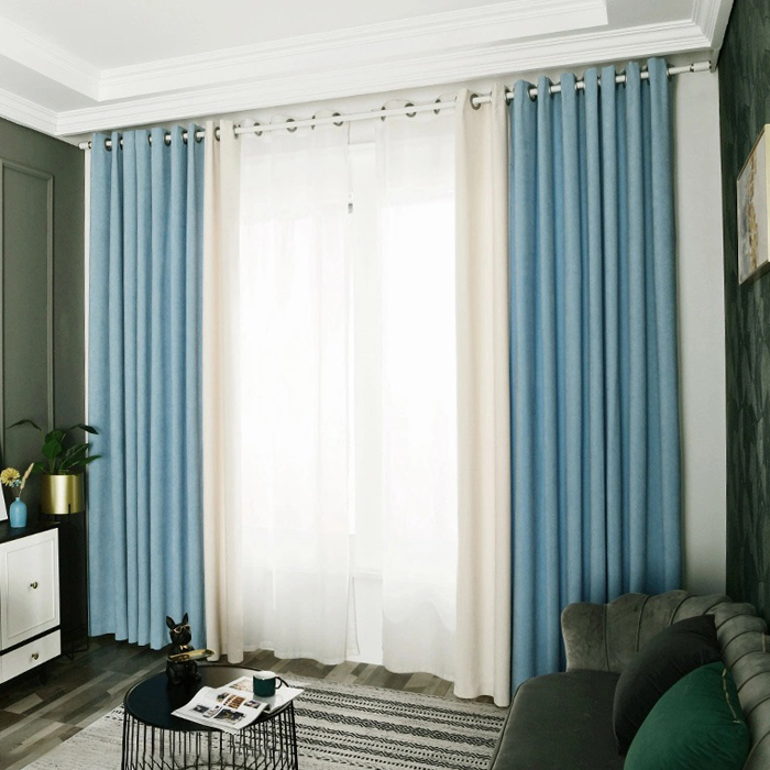 Morandi Color Curtain Custom Bedroom Curtain Fabric Wholesale Thickened Curtain Cloth High Shade Pure Color Curtain Finished Products