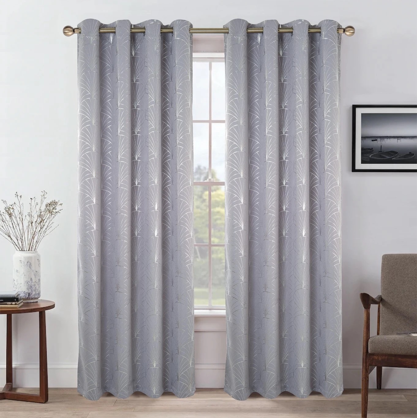 Nordic Corrugated Color Splicing Printing Shading Curtain Living Room Bedroom Balcony Bay Window Curtain