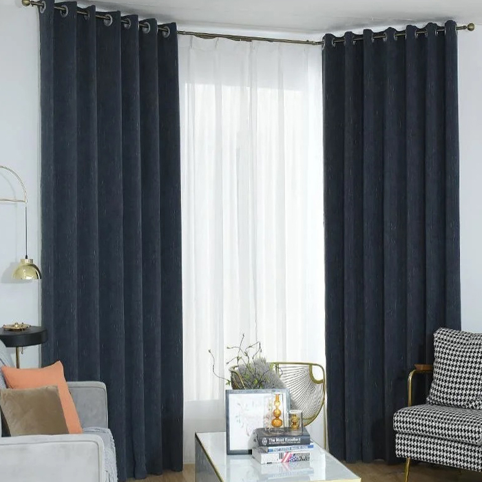 Chenille Plain Curtain Living Room Bedroom Curtain Finished Customization