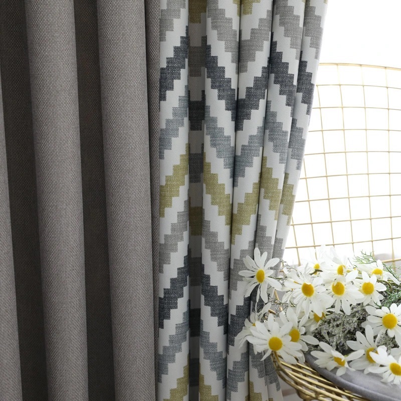 Nordic Ripple Color Splice Print Shading Curtain Living Room Bedroom Balcony Bay Window Curtain Factory Direct Sales