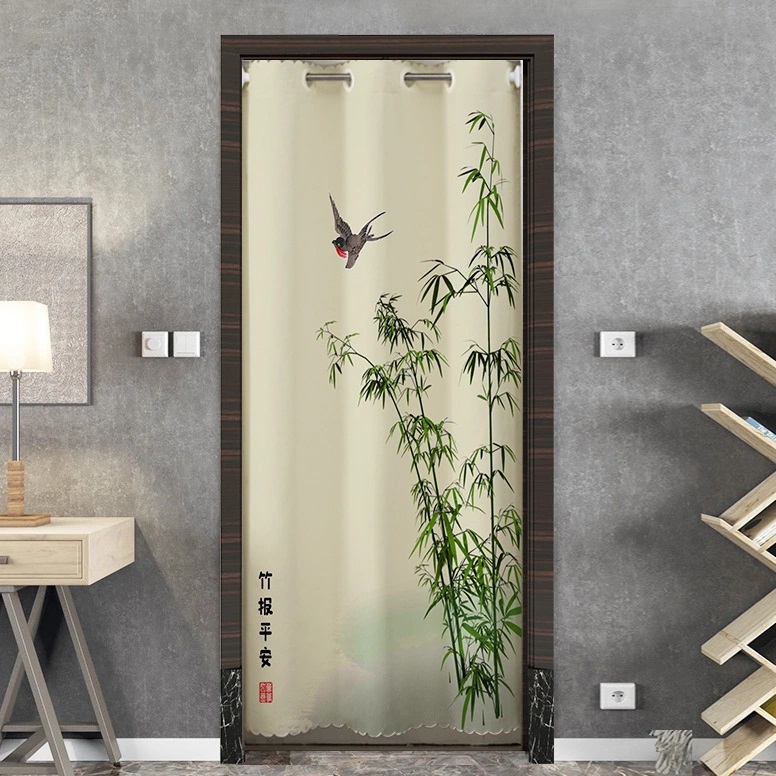 Door Curtain Bedroom Household Hole-Free Partition Curtain Chinese Wind Screen Kitchen Toilet Toilet Block Cloth Curtain